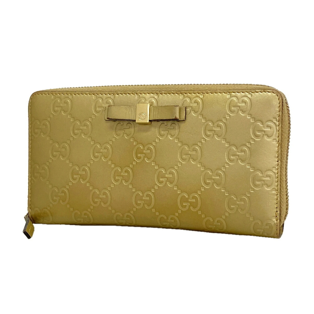 Gucci long wallet, Guccissima pattern, 388680, leather, champagne gold, champ...